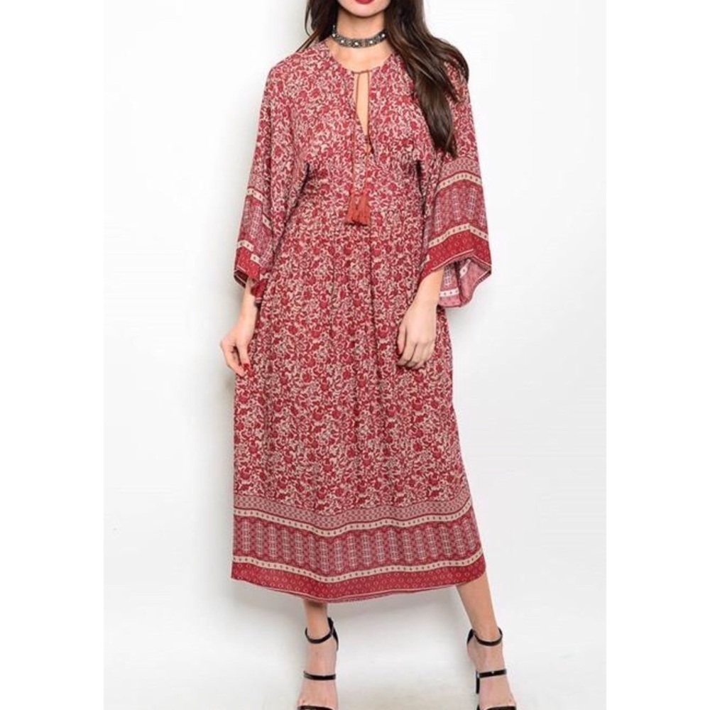 ❗️CLOSING SALE❗️Rust Taupe Kimono Sleeve MaxiDress - Picture 2 of 3